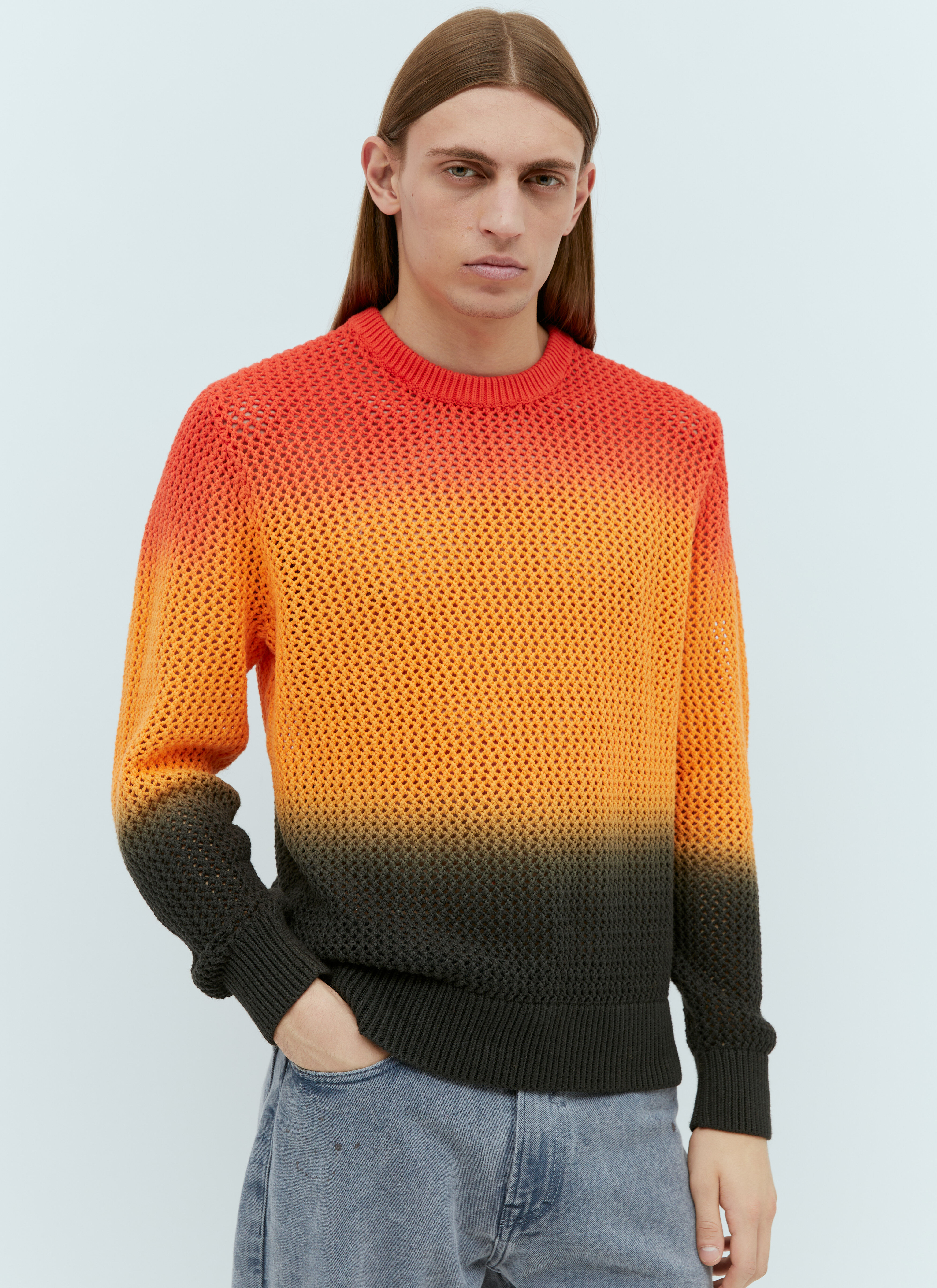 【中古】 Stüssy Men's' Pigment Dyed Loose Gauge Sweater in Orange トップス