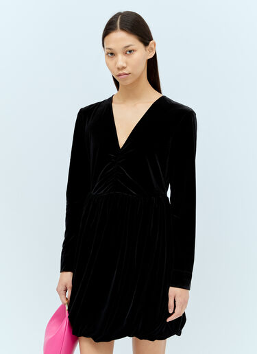 GANNI 벨벳 저지 벌룬 미니 원피스 블랙 gan0255100