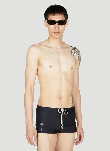 Rick Owens x Champion Logo Embroidery Swim Briefs Black roc0353001