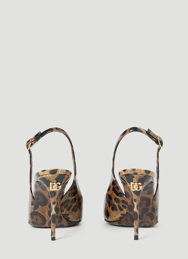 Dolce & Gabbana Kim Leopard Print Slingback Heels Brown dol0252016