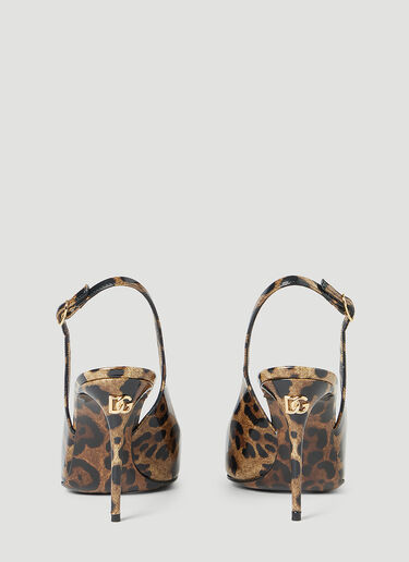 Dolce & Gabbana 豹纹露跟高跟鞋 棕色 dol0252016