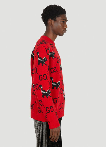 Horsebit Jacquard Sweater Gucci Horsebit Jacquard Sweater Red guc0151032