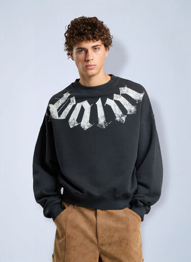 LN-CC® - Palm Angels: Big Neck Logo Loose Sweatshirt - Black Palm Angels Big Neck Logo Loose Sweatshirt Black pma0166133
