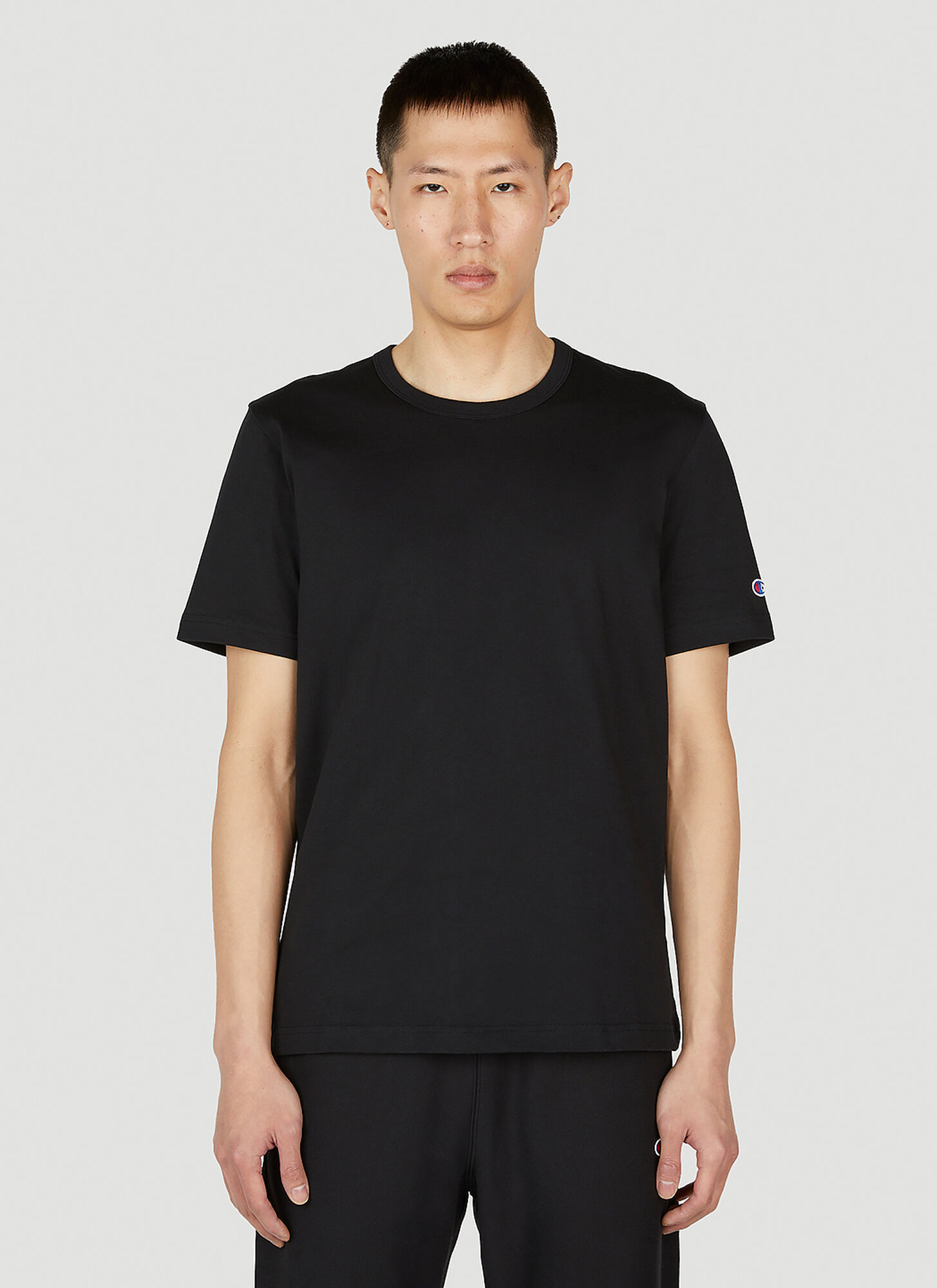 Champion Logo Embroidered T-shirt In Black