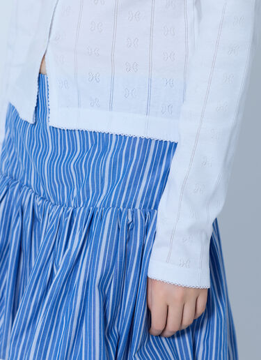 LN-CC® - GANNI: Compact Pointelle Rib Jersey Top - White GANNI Compact Pointelle Rib Jersey Top White gan0265003
