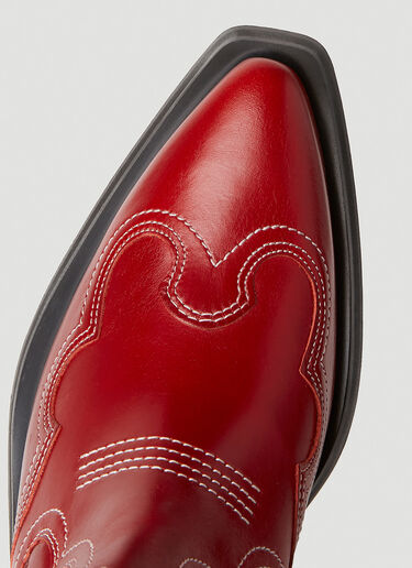 GANNI Embroidered Western Boots Red gan0252038