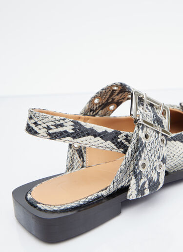 GANNI Chunky Buckle Ballerina Flats Grey gan0254029