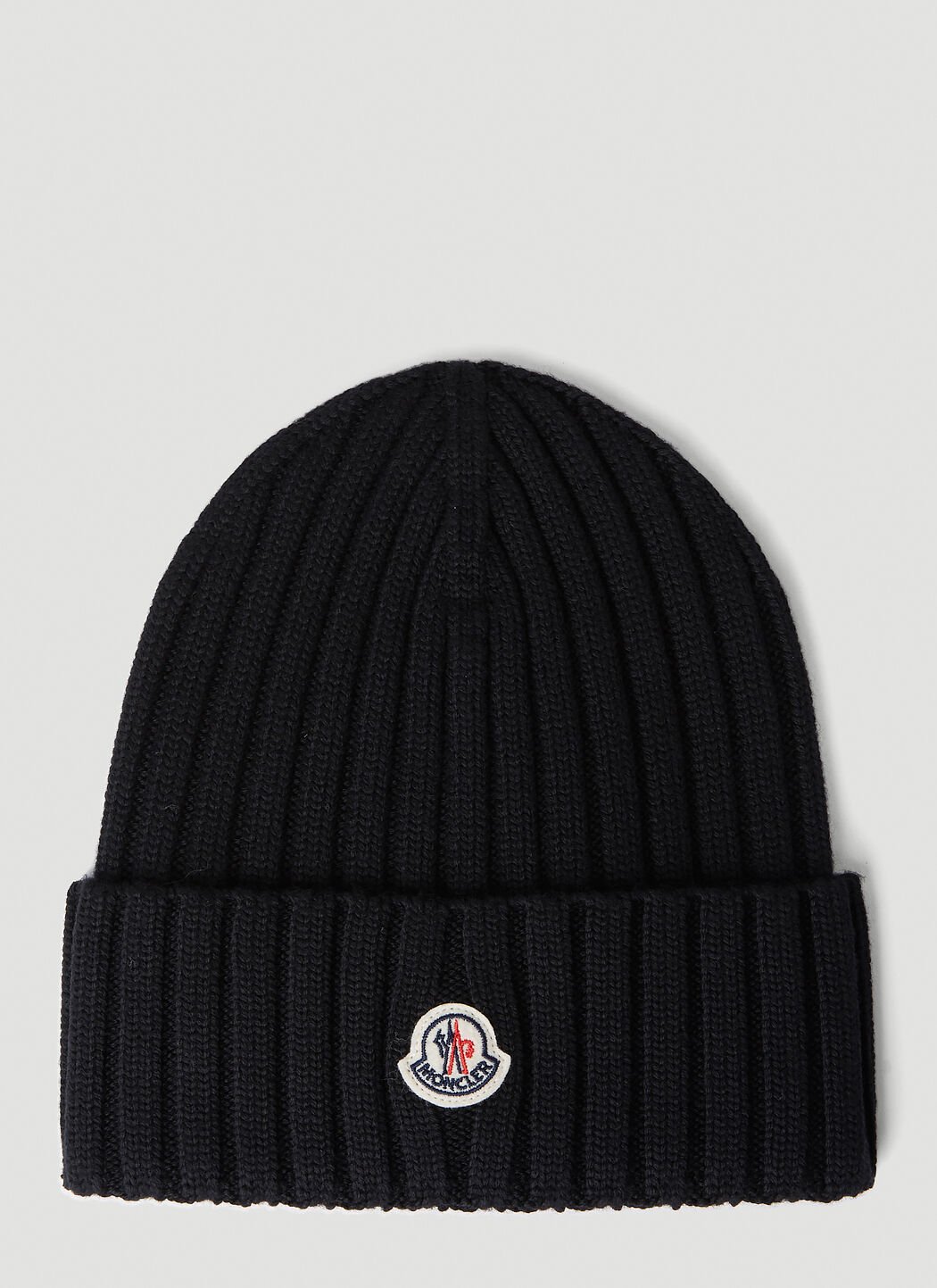 Moncler Women s Logo Patch Beanie Hat in Black LN CC