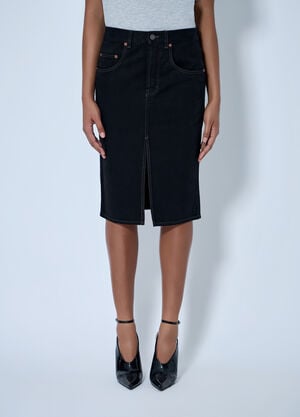 Saint Laurent Denim Midi Skirt Black sla0264040