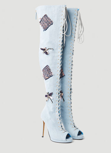 Guess USA Denim Lace Up Boots Blue gue0250022