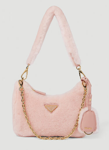 Prada Shearling Mini Shoulder Bag Pink pra0251021