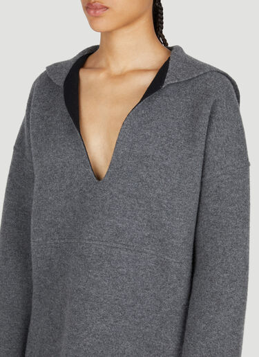 Jil Sander Sailor Neckline Knit Sweater Grey jil0253009