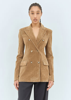 Max Mara Flocked Denim Blazer Beige max0257004
