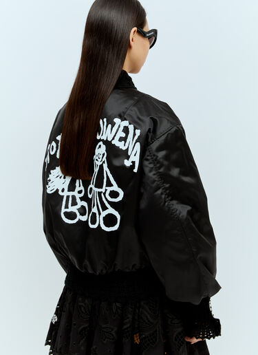 Chopova Lowena 슬래시 백 크로셰 봄버 재킷 블랙 cho0256007