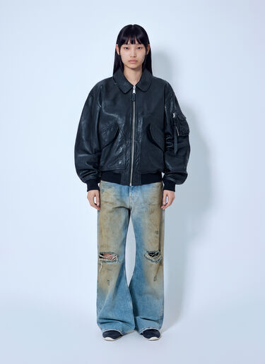 Alpha Industries CWU-36/P Leather UV Loose Bomber Jacket Black alp0366006