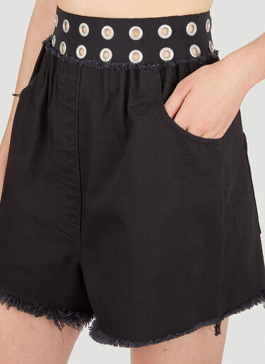 LN-CC® - Raf Simons: Eyelet Shorts - Black Raf Simons Eyelet Shorts Black raf0251006