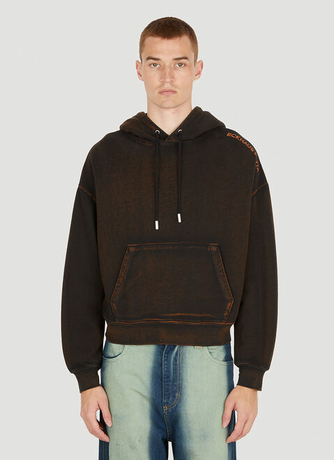 Eckhaus Latta Logo Print Hooded Sweatshirt Brown eck0351003
