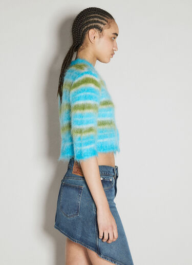 Marni Mohair-Blend Striped Cardigan Blue mni0255004