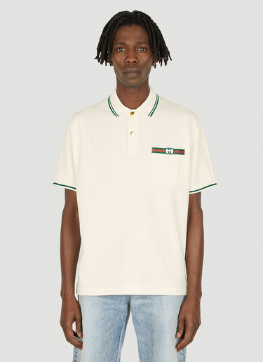 Gucci GG-Embroidered Polo Shirt Cream guc0147042