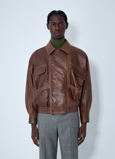 Double Breasted Leather Jacket Saint Laurent Double Breasted Leather Jacket Brown sla0162027