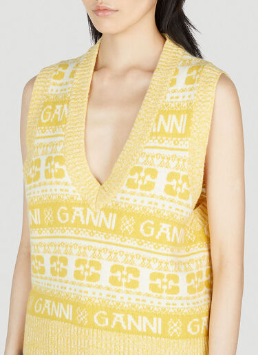 GANNI Logo Sweater Vest Yellow gan0253002