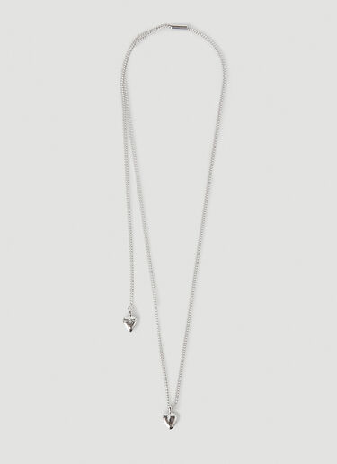 Saint Laurent Double Heart Necklace Silver sla0249251