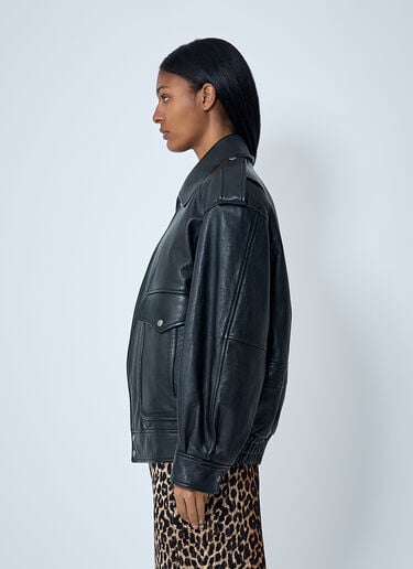 Saint Laurent Grained Leather Jacket Black sla0261011