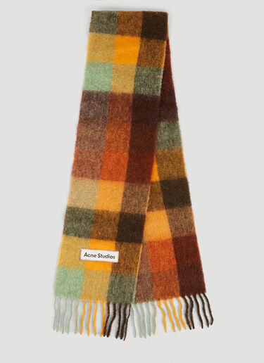 Acne Studios Fringed Check Scarf Brown acn0148066