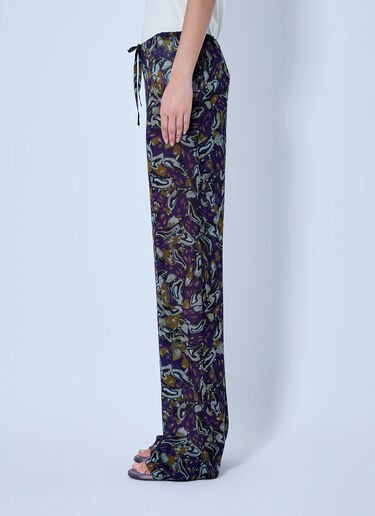 LN-CC® - Dries Van Noten: Pachas Printed Silk Straight Pants - Purple Dries Van Noten Pachas Printed Silk Straight Pants Purple dvn0265006