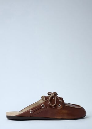 Miu Miu Leather Lace-Up Mules Brown miu0263031