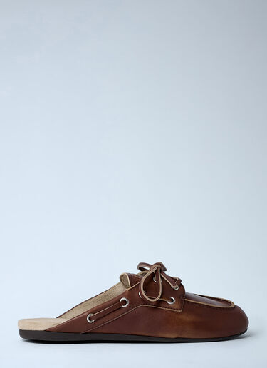 Leather Lace-Up Mules Miu Miu Leather Lace-Up Mules Brown miu0263031