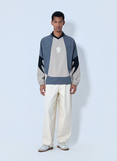 Metalwood Contrast Panel V-Neck Top Beige met0164010