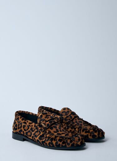 Saint Laurent Leopard Pony Hair Loafers Brown sla0259039