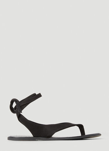The Row Leather Flat Sandals Black row0253010