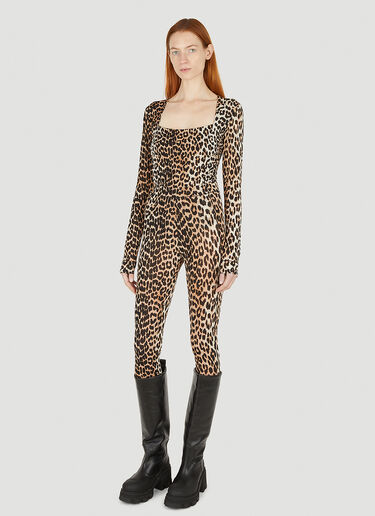 GANNI Leopard Print Bodysuit Brown gan0247028