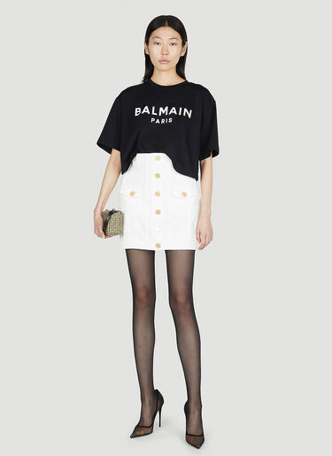 로고 프린트 크롭 티셔츠 Balmain 로고 프린트 크롭 티셔츠 블랙 bln0252007