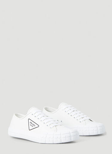 Prada Cassetta Wheel Leather Sneakers White pra0245086