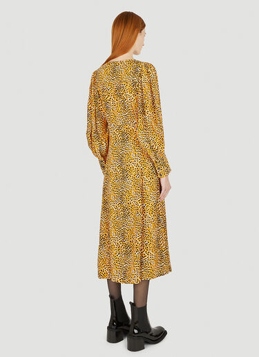 GANNI Print Crepe Dress Yellow gan0247020
