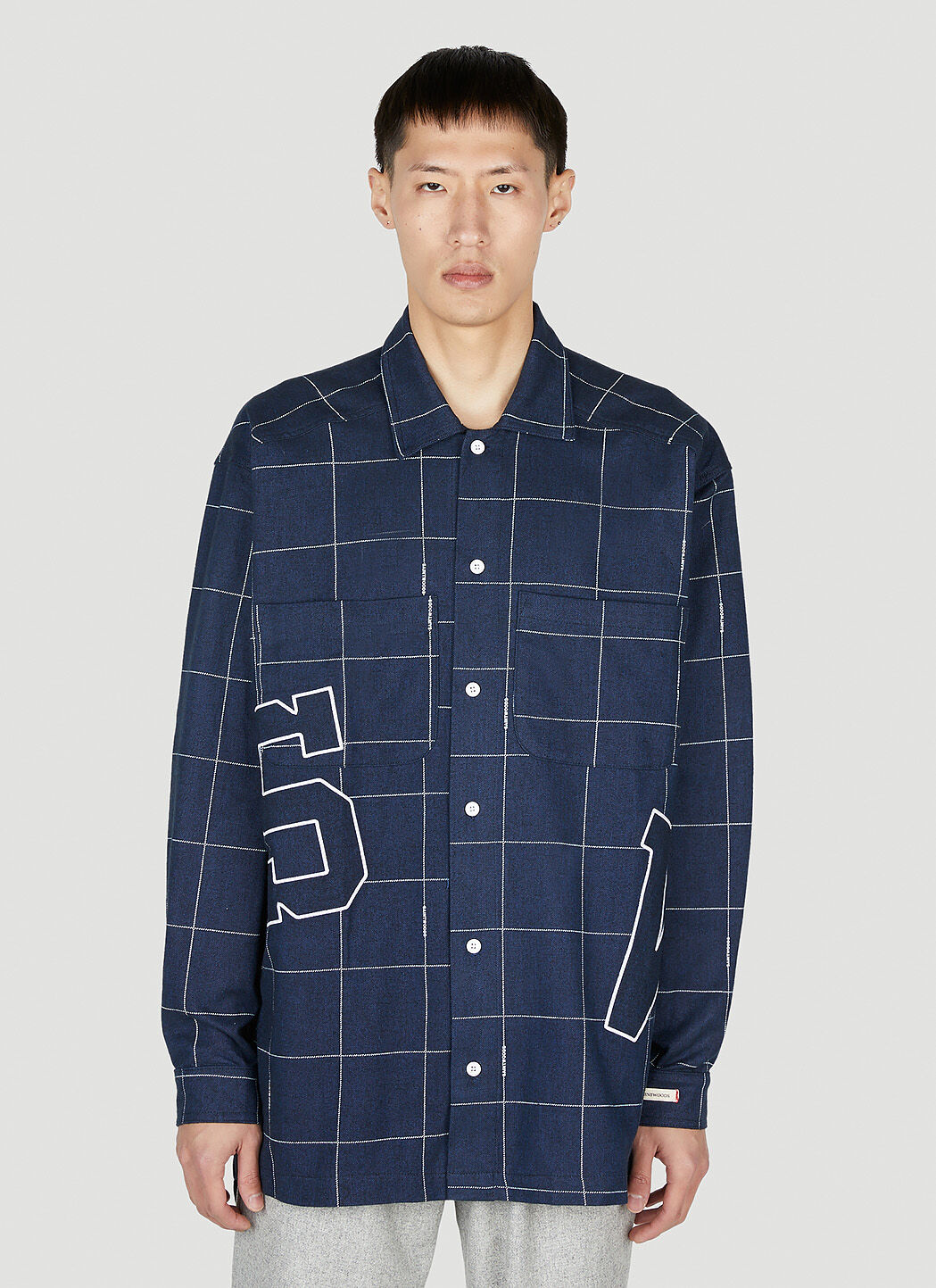 Saintwoods Contrast Stitch Flannel Shirt Black swo0151006