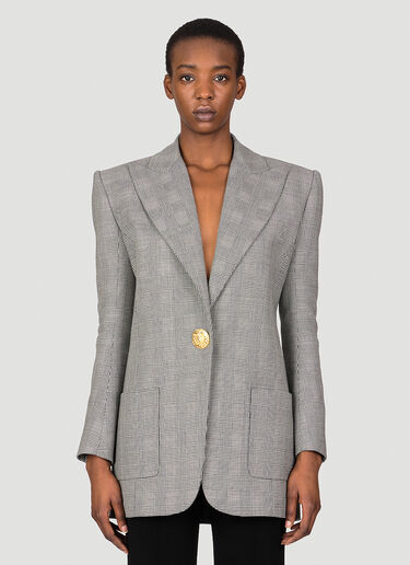 Balmain Prince of Wales Tailored Blazer Grey bln0253014