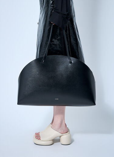 Jil Sander Leather Curve Shoulder Bag Black jil0259014