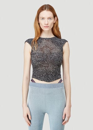 Isa Boulder Scan Crochet Top Black isa0244005