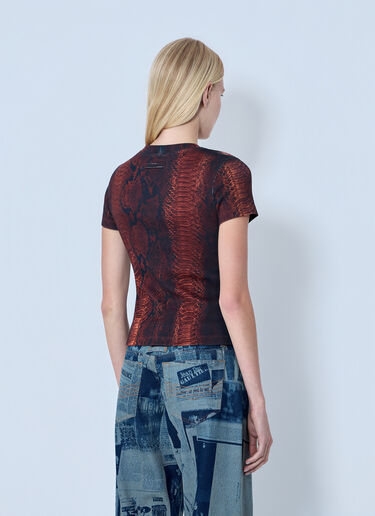 Jean Paul Gaultier Cotton Ribbed Python Print T-shirt Brown jpg0264002