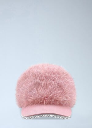 Lovett Faux Fur Snowball Baseball Cap Pink lov0357003