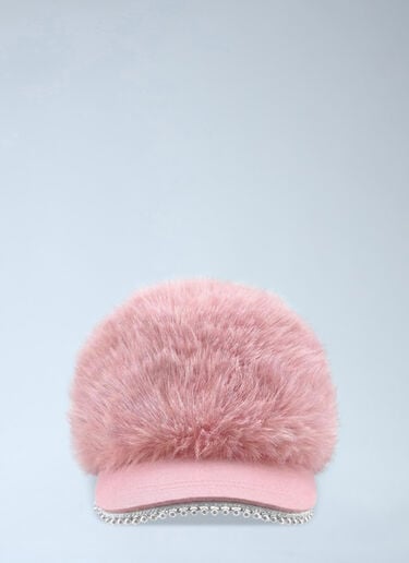 Lovett Faux Fur Snowball Baseball Cap Pink lov0357003