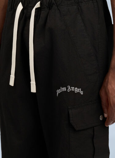 Palm Angels Curved Logo Loose Cargo Pants Black pma0164156
