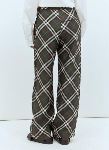 Burberry Check Silk Pants Brown bur0257006