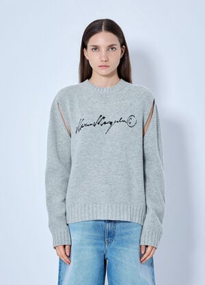 MM6 Maison Margiela Intarsia Logo Knit Sweater Grey mmm0265007