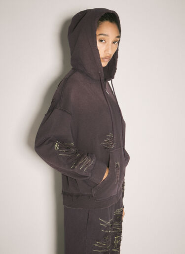 MM6 Maison Margiela Distressed Zip-Up Sweatshirt Purple mmm0258002