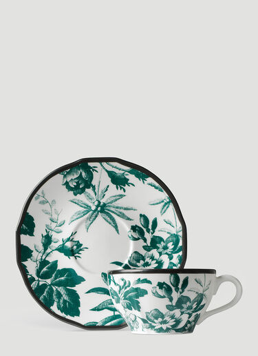 Gucci Herbarium Demitasse Cup and Saucer Set Green wps0638366